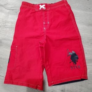 Boy's Polo Red Swim Trunk sz 7
